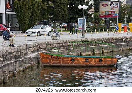 Stock Photography - Boat In Ohrid Lake, Ohrid, Macedonia. Fotosearch
