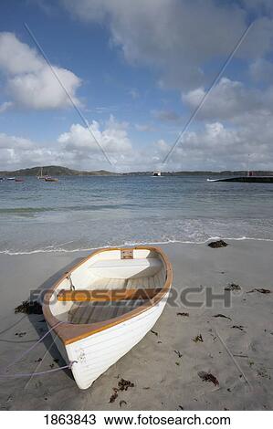 Stock Image - Boat On Shore; Island Of Iona, Scotland. Fotosearch
