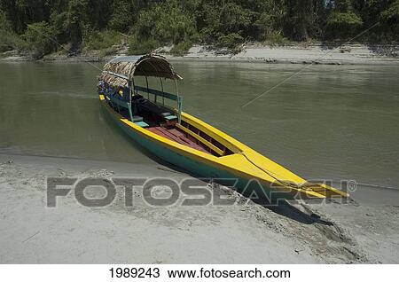 Stock Image - Boat On The Usumacinta River, Chiapas, Mexico. Fotosearch
