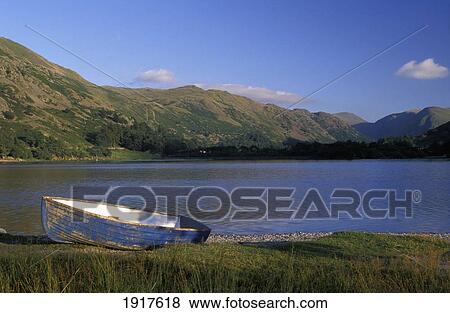 Stock Photo - Boat On Ulswater, Lake District. Fotosearch