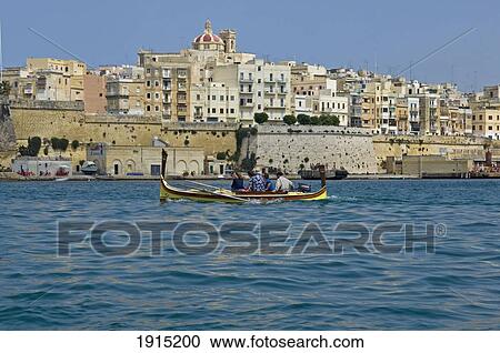 Stock Image - Boat Trip Around Grand Harbour. Fotosearch