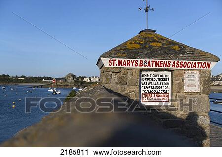 Stock Image - Boatman's Pay Kiosk On The Old Quay, Hugh Town, St Mary's, Isles Of Scilly, Cornwall, Uk, Europe. Fotosearch