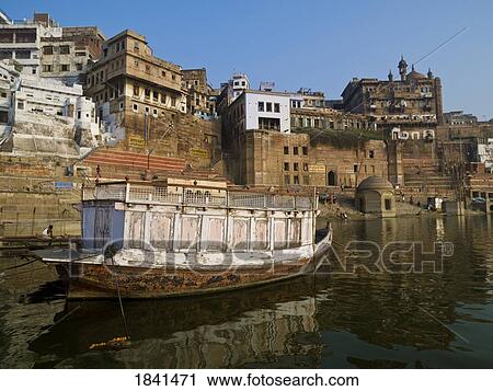 Boats And Varanasi Cityscape; India View Large Photo Image Stock Image - Boats And Varanasi Cityscape; India. Fotosearch