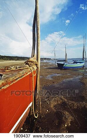 Stock Photo - Boats At Lagoa De Obidos, Oeste Region, Portugal. Fotosearch