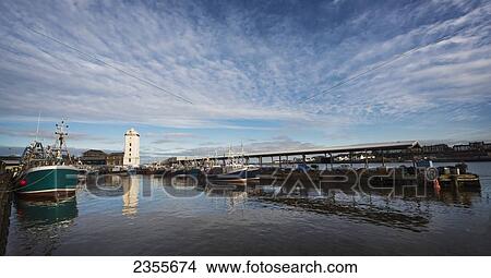 Picture - Boats In A Harbour; North Shields, Tyne And Wear, England. Fotosearch