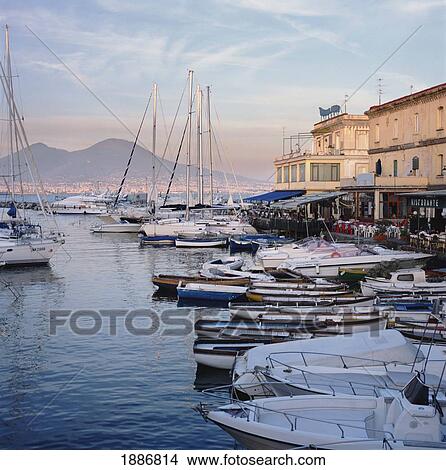 Boats In Borgo Marina At Castel Dell'ovo And Mt Vesuvius View Large Photo Image Picture - Boats In Borgo Marina At Castel Dell'ovo And Mt Vesuvius. Fotosearch