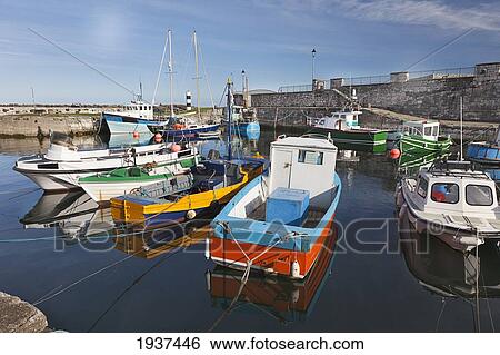 Boats In Carnlough Harbor; County Antrim Ireland View Large Photo Image Stock Photograph - Boats In Carnlough Harbor; County Antrim Ireland. Fotosearch