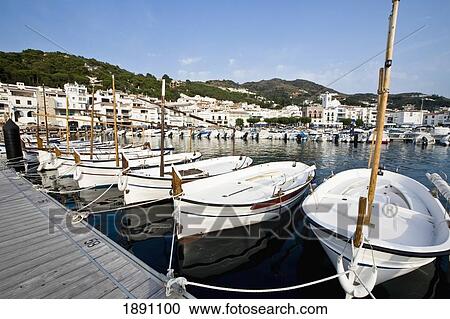 Stock Image - Boats In Fishermen Village Port De La Selva. Fotosearch