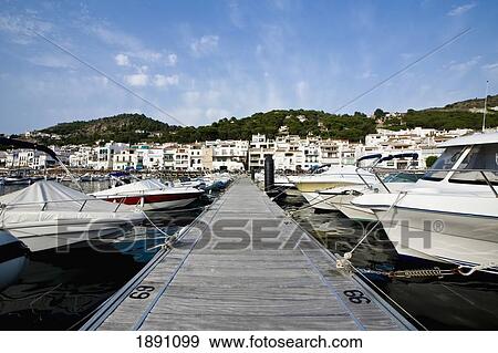 Stock Photo - Boats In Fishermen Village Port De La Selva. Fotosearch