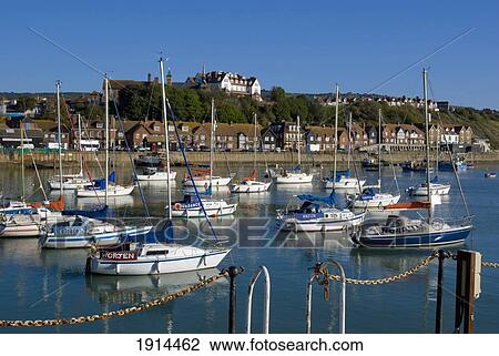 Stock Image - Boats In Folkstone Harbour. Fotosearch