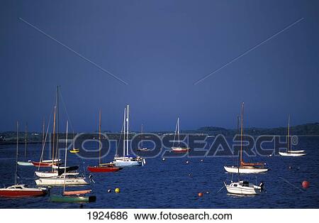 Stock Photograph - Boats In Galway Bay; Galway County, Ireland. Fotosearch