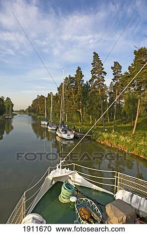Boats In Gota Canal, Sweden View Large Photo Image Stock Image - Boats In Gota Canal, Sweden. Fotosearch