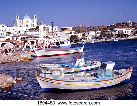 Boats In Harbor Of Small Village View Large Photo Image Stock Photo - Boats In Harbor Of Small Village. Fotosearch