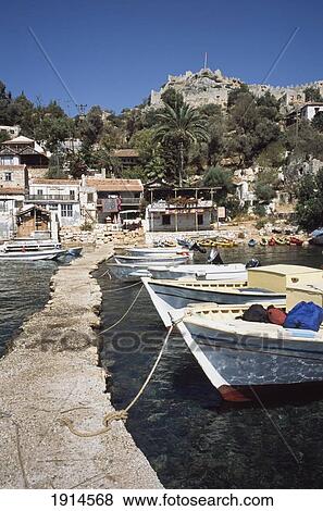 Boats In Kalekoy Harbor View Large Photo Image Stock Photo - Boats In Kalekoy Harbor. Fotosearch