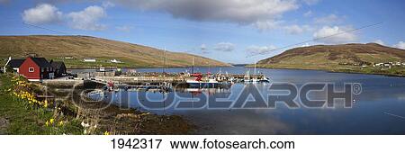 Boats In Marina; Shetland Scotland View Large Photo Image Stock Photo - Boats In Marina; Shetland Scotland. Fotosearch