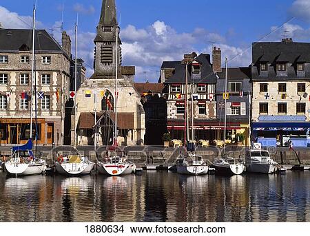 Picture - Boats In Old Harbor In Honfleur. Fotosearch