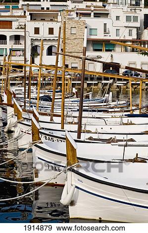 Stock Photo - Boats In Port De La Selva Village. Fotosearch