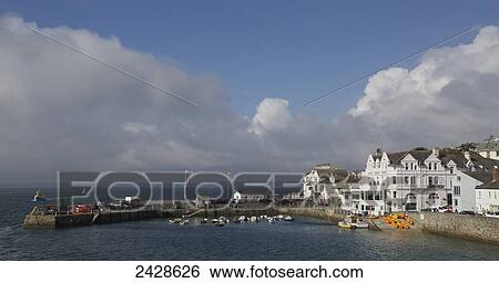 Stock Photograph - Boats in the harbour; St. Mawes, Cornwall, England. Fotosearch
