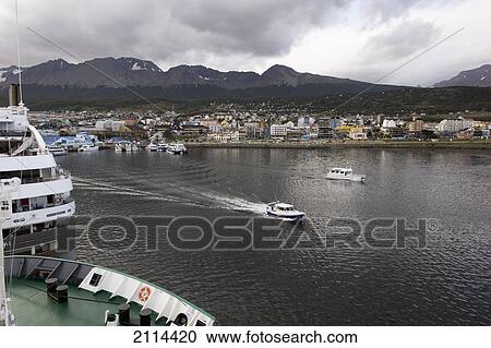 Boats In The Water And Cityscape With Mountains In The Distance; Ushuaia Argentina View Large Photo Image Stock Image - Boats In The Water And Cityscape With Mountains In The Distance; Ushuaia Argentina. Fotosearch