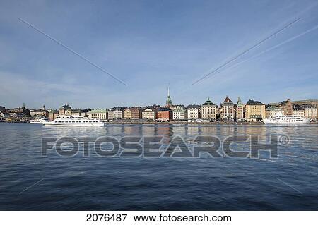 Boats In The Water With View Of Buildings Across The Water; Stockholm Sweden View Large Photo Image Stock Photo - Boats In The Water With View Of Buildings Across The Water; Stockholm Sweden. Fotosearch