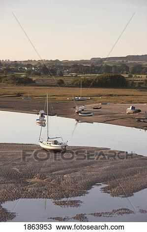 Stock Image - Boats Moored, Alnmouth, Northumberland, England. Fotosearch