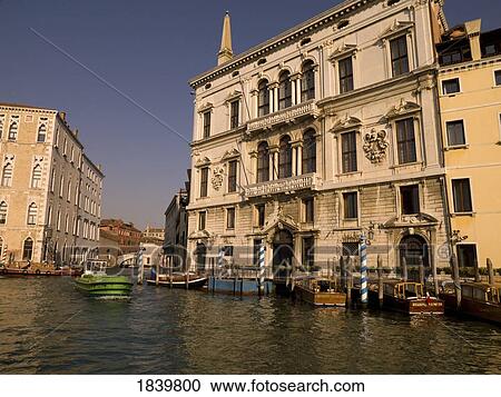 Boats Moored In Front Of Buildings; Grand Canal. Venice, Italy View Large Photo Image Stock Image - Boats Moored In Front Of Buildings; Grand Canal. Venice, Italy. Fotosearch