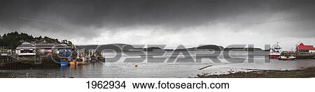 Picture - Boats Moored In The Harbor; Oban, Argyll, Scotland. Fotosearch