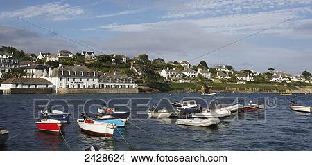Boats moored in the harbour; St. Mawes, Cornwall, England View Large Photo Image Picture - Boats moored in the harbour; St. Mawes, Cornwall, England. Fotosearch