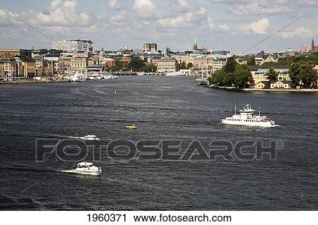 Boats On A Waterway; Stockholm, Sweden View Large Photo Image Stock Image - Boats On A Waterway; Stockholm, Sweden. Fotosearch