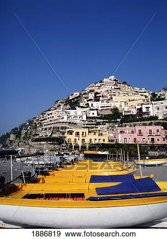 Stock Photo - Boats On Beach, Positano. Fotosearch