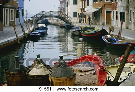 Boats On Canal Burano View Large Photo Image Stock Image - Boats On Canal Burano. Fotosearch