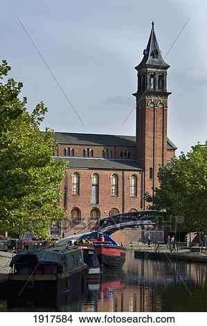 Boats On Canal Near Beetham Tower View Large Photo Image Picture - Boats On Canal Near Beetham Tower. Fotosearch