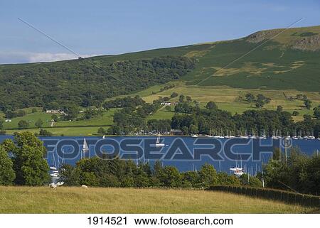Boats On Lake At Ullswater View Large Photo Image Stock Image - Boats On Lake At Ullswater. Fotosearch