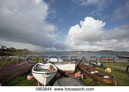 Picture - Boats On Shore, Island Of Iona, Scotland. Fotosearch
