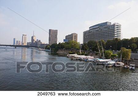 Stock Image - Boats On The Nile River, Cairo, Al Qahirah, Egypt. Fotosearch