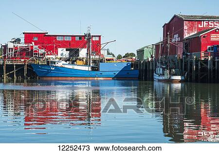 Bold colours of the Port of Ilwaco; Ilwaco, Washington, United States of America View Large Photo Image Stock Image - Bold colours of the Port of Ilwaco; Ilwaco, Washington, United States of America. Fotosearch