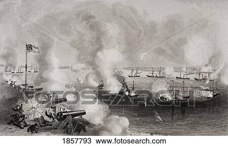 Stock Image - Bombardment And Capture Of Forts Walker And Beauregard Port Royal South Carolina November 7 1861. Fotosearch