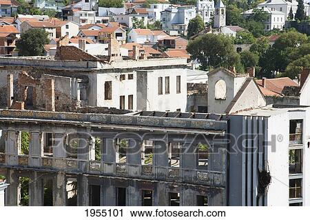 Stock Image - Bombed Out Building, Mostar, Herzegovina-Neretva, Bosnia And Herzegovina. Fotosearch