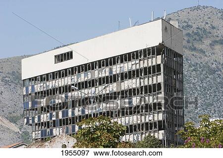 Bombed Out Building, Mostar, Herzegovina-Neretva, Bosnia And Herzegovina View Large Photo Image Stock Photo - Bombed Out Building, Mostar, Herzegovina-Neretva, Bosnia And Herzegovina. Fotosearch