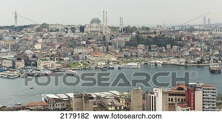 Stock Image - Bosphorus River And Cityscape; Istanbul Turkey. Fotosearch