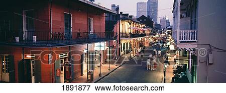Stock Photo - Bourbon Street At Dusk, Blurred Motion. Fotosearch