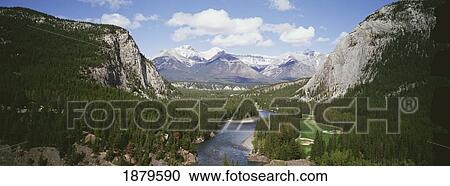 Bow River Valley, High Angle View View Large Photo Image Stock Image - Bow River Valley, High Angle View. Fotosearch