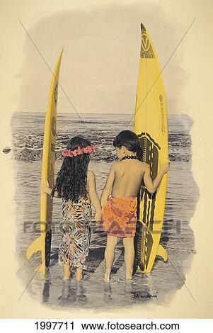 Boy And Girl Face Ocean Hold Surfboards And Hold Hands, View From Behind View Large Photo Image Stock Image - Boy And Girl Face Ocean Hold Surfboards And Hold Hands, View From Behind. Fotosearch