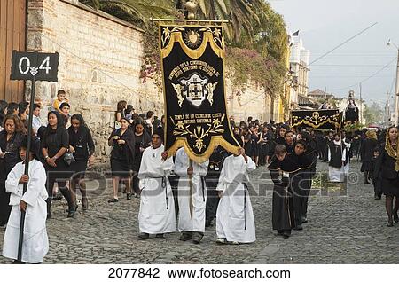 Boys Carrying Standards In Front Of The Anda (Float) Of The Sorrowful Virgin Mary During The Holy Burial Procession On Good Friday In Antigua Guatemala, Sacatep View Large Photo Image Stock Image - Boys Carrying Standards In Front Of The Anda (Float) Of The Sorrowful Virgin Mary During The Holy Burial Procession On Good Friday In Antigua Guatemala, Sacatep. Fotosearch