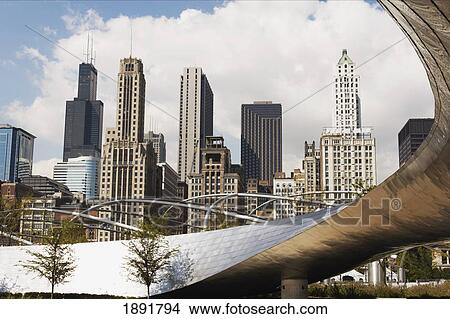 Picture - Bp Pedestrian Bridge In Millenium Park. Fotosearch