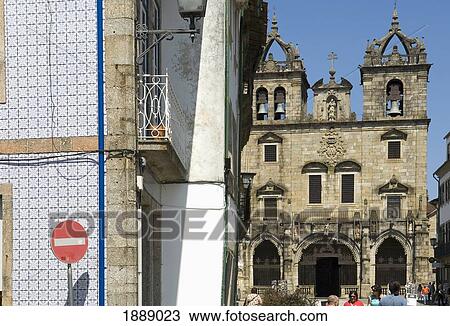 Braga Cathedral And Buildings View Large Photo Image Stock Image - Braga Cathedral And Buildings. Fotosearch