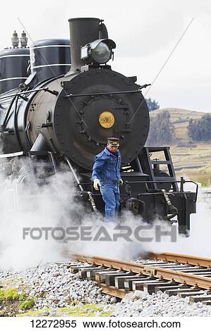 Braker on the Baldwin 2-8-0 steam locomotive of Ferrocarriles del Ecuador No. 53, Colta, Chimborazo, Ecuador View Large Photo Image Stock Photography - Braker on the Baldwin 2-8-0 steam locomotive of Ferrocarriles del Ecuador No. 53, Colta, Chimborazo, Ecuador. Fotosearch