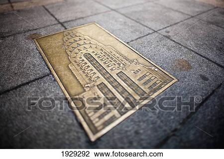 Brass plaque of Chrysler building in the sidewalk. New York. USA. View Large Photo Image Stock Image - Brass plaque of Chrysler building in the sidewalk. New York. USA.. Fotosearch