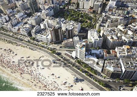 Stock Photography - Brazil, Aerial view of coastline and city; Rio de Janeiro. Fotosearch