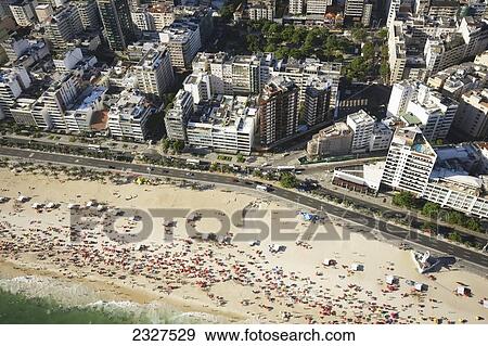 Stock Photo - Brazil, Brazil; Rio de Janeiro, Aerial view of coastline and city; Rio de Janeiro. Fotosearch